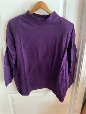 Cornerstone - Purple Women's Mock Neck 3/4 Sleeve Top - Size X-Large